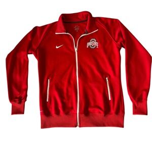Nike Ohio State Red Zip Full Zip Track Jacket With DRI-FIT Technology.